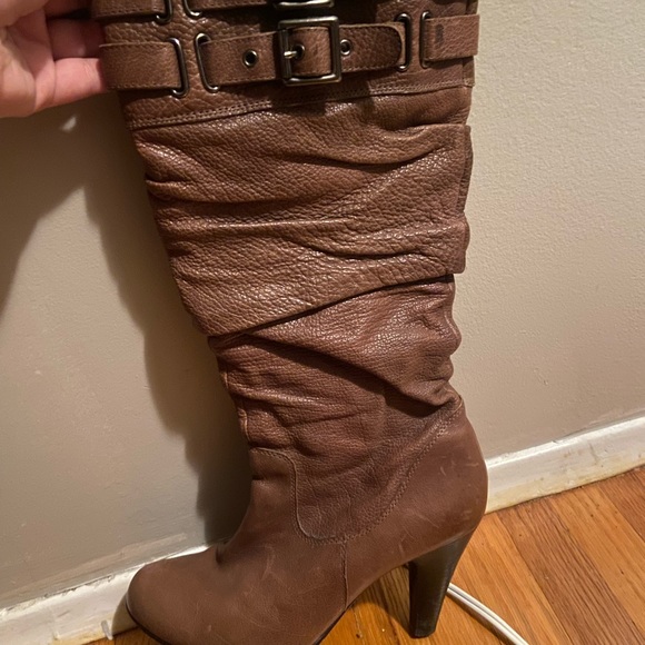 Y2K brown faux leather below knee boots - Picture 2 of 4